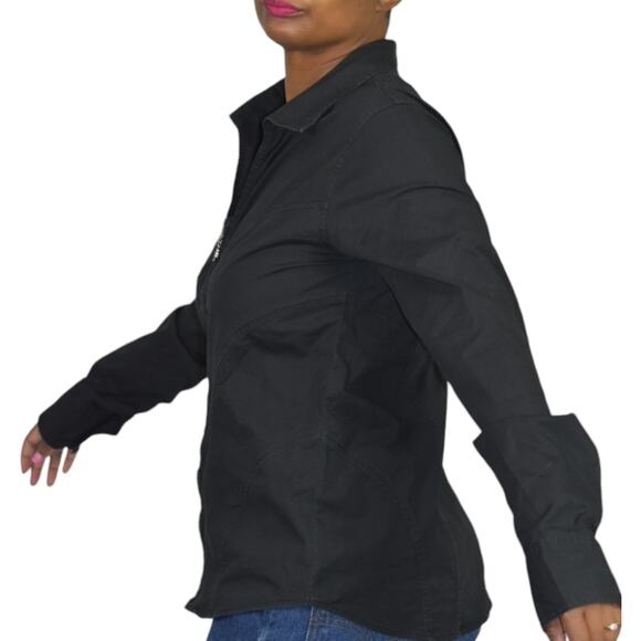 Harley Davidson Zip Shirt Black Motorcycle Crystals Rhinestone Bedazzled Large - Picture 6 of 16